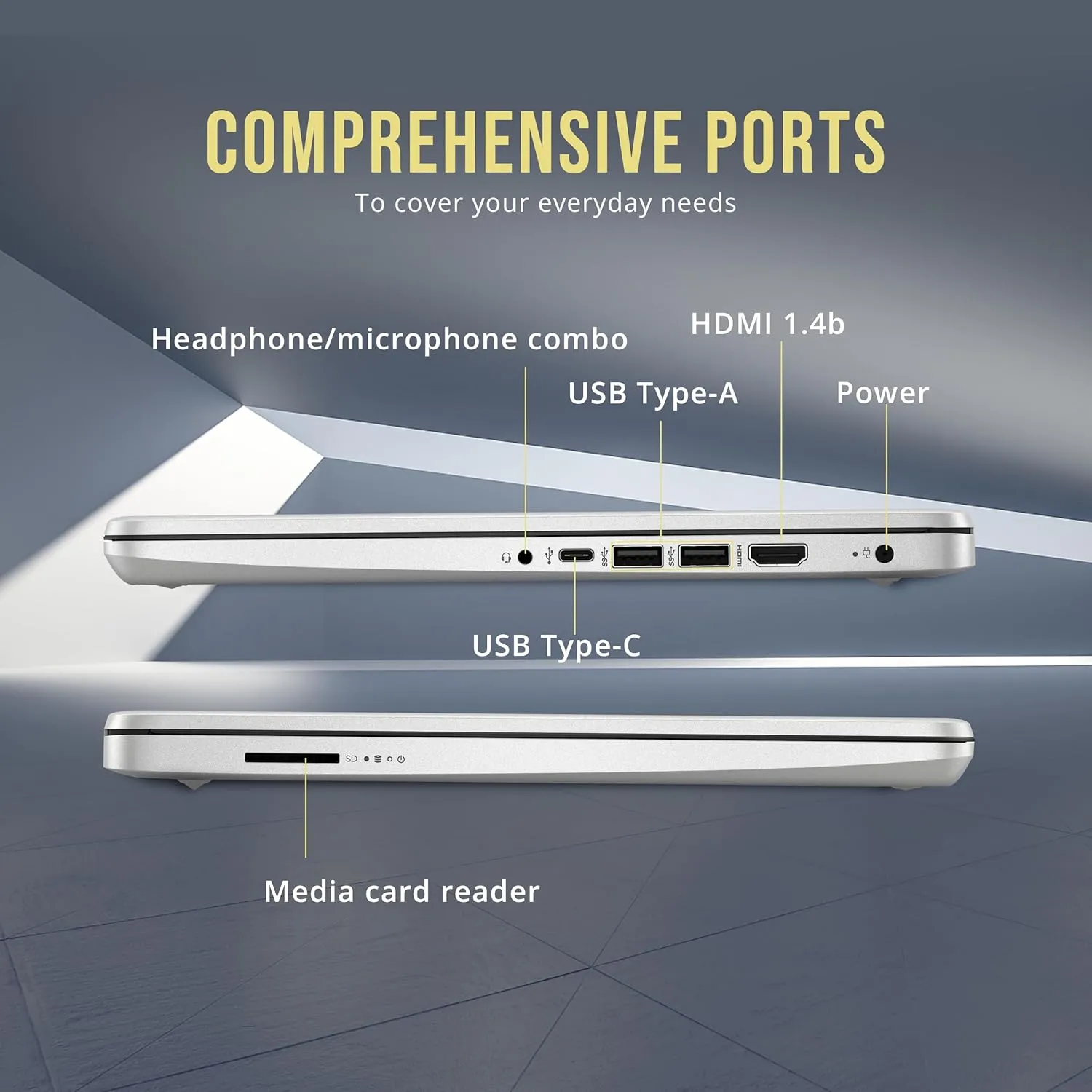 HP Stream 14" HD BrightView Laptop, Intel Celeron N4120, 16GB RAM, 288GB Storage (128GB eMMC + 160GB SSD Docking Station Set), Intel UHD Graphics, HD Webcam, Wi-Fi, 1 Year Office 365, Win 11 S, Silver - Image 3