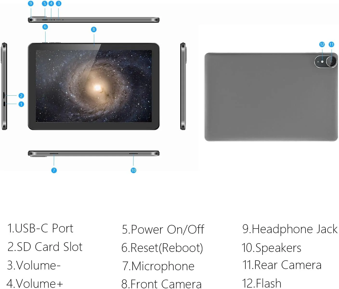 Android Tablet, 10.1 inch Android 13 Tablets 6GB RAM 64GB ROM 1TB Expand, 1280x800 IPS HD Touchscreen,6000mAh Battery, Bluetooth, Dual Camera, GMS, WiFi (Black) - Image 7