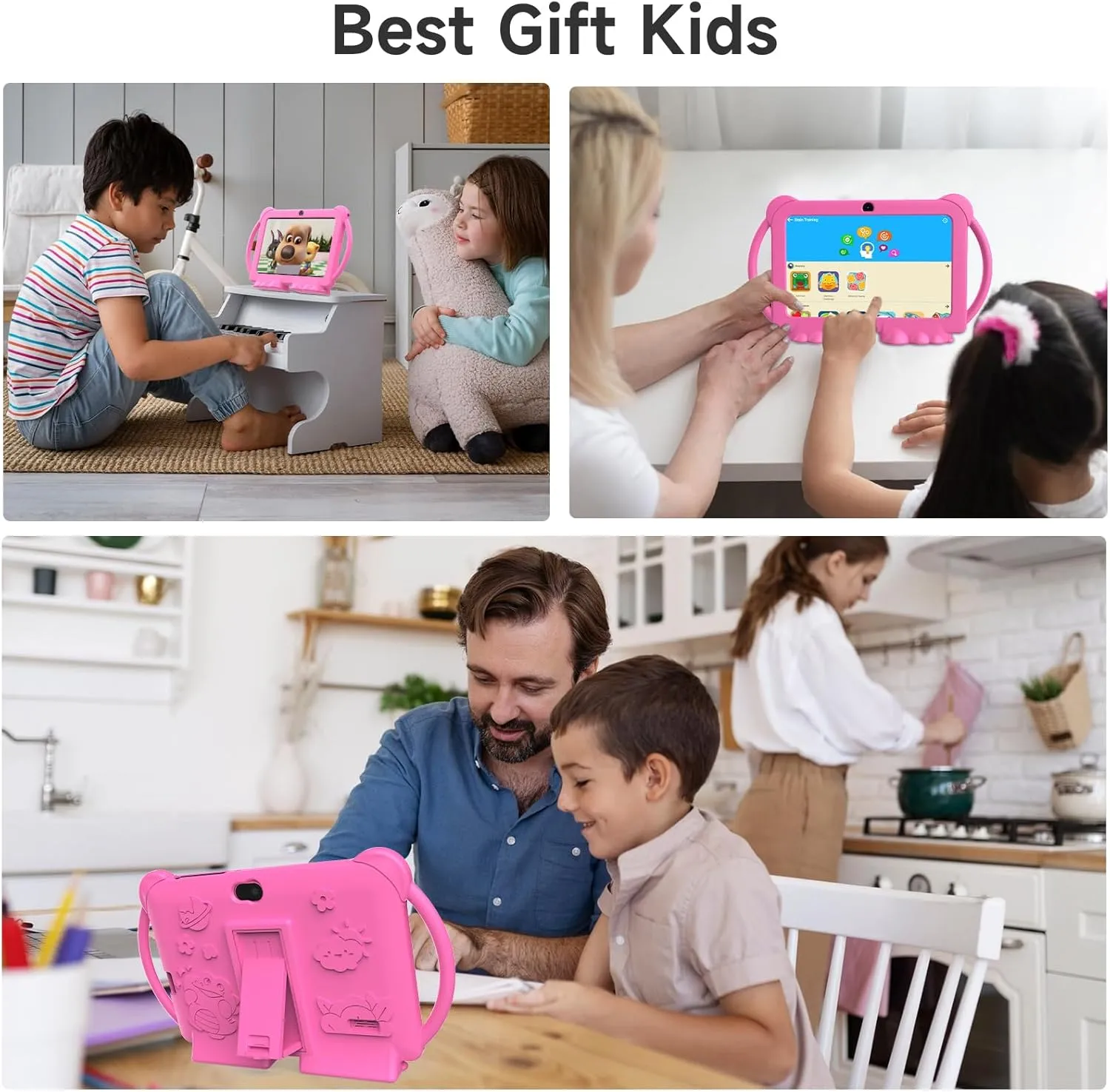 Kids Tablet 7 inch Android 12.0 for Toddler, 4GB RAM 32GB ROM Bluetooth IPS Screen Parental Control Dual Camera Shockproof Case for Educational Games, (1PCS, Rose Red) - Image 6