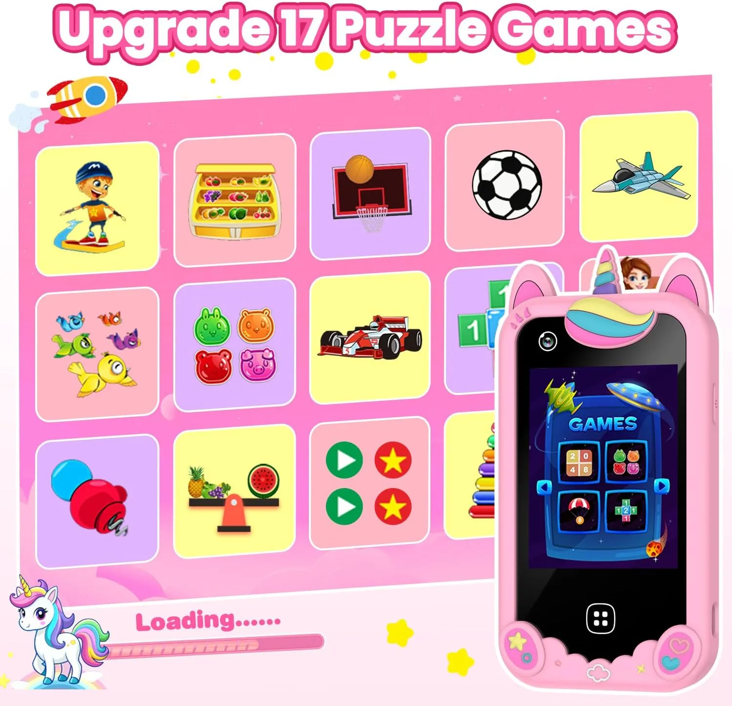 Kids Smart Phone for Girls Ages 3-8, Toy Cell Phone for Kids, Christmas Birthday Gifts for Girls, Toddler Learning Toy Phone with Touchscreen, Dual Camera, Game, Music, Story, 8GB SD Card(Pink) - Image 5