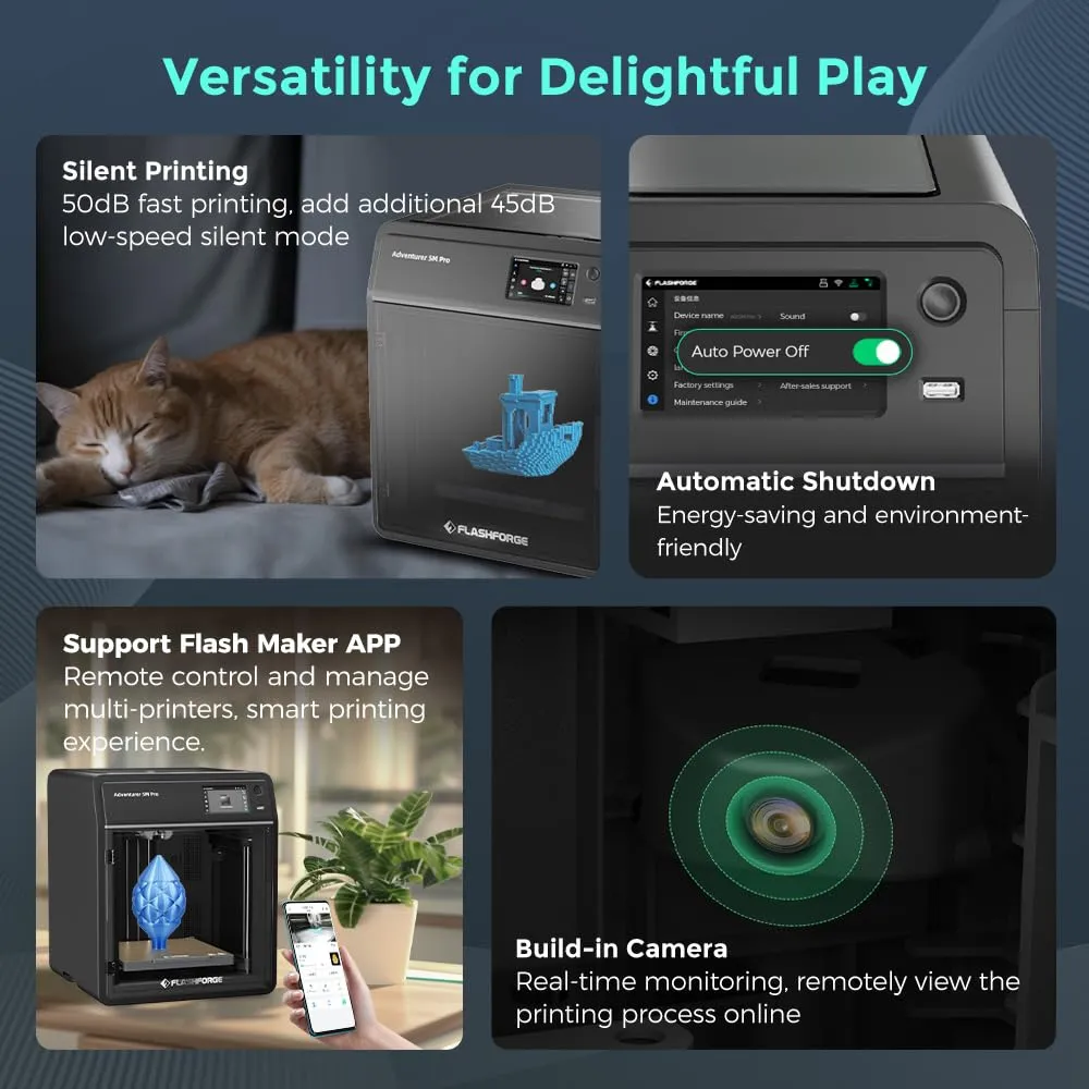 FLASHFORGE AD5M Pro 3D Printer 600mm/s High Speed & Precision, Full-Auto Calibration with 0.4&0.6mm Nozzle Bundle, CoreXY Structure & Auxiliary Chamber Cooling, ≤50 dB Quite Printing Camera Printers - Image 7