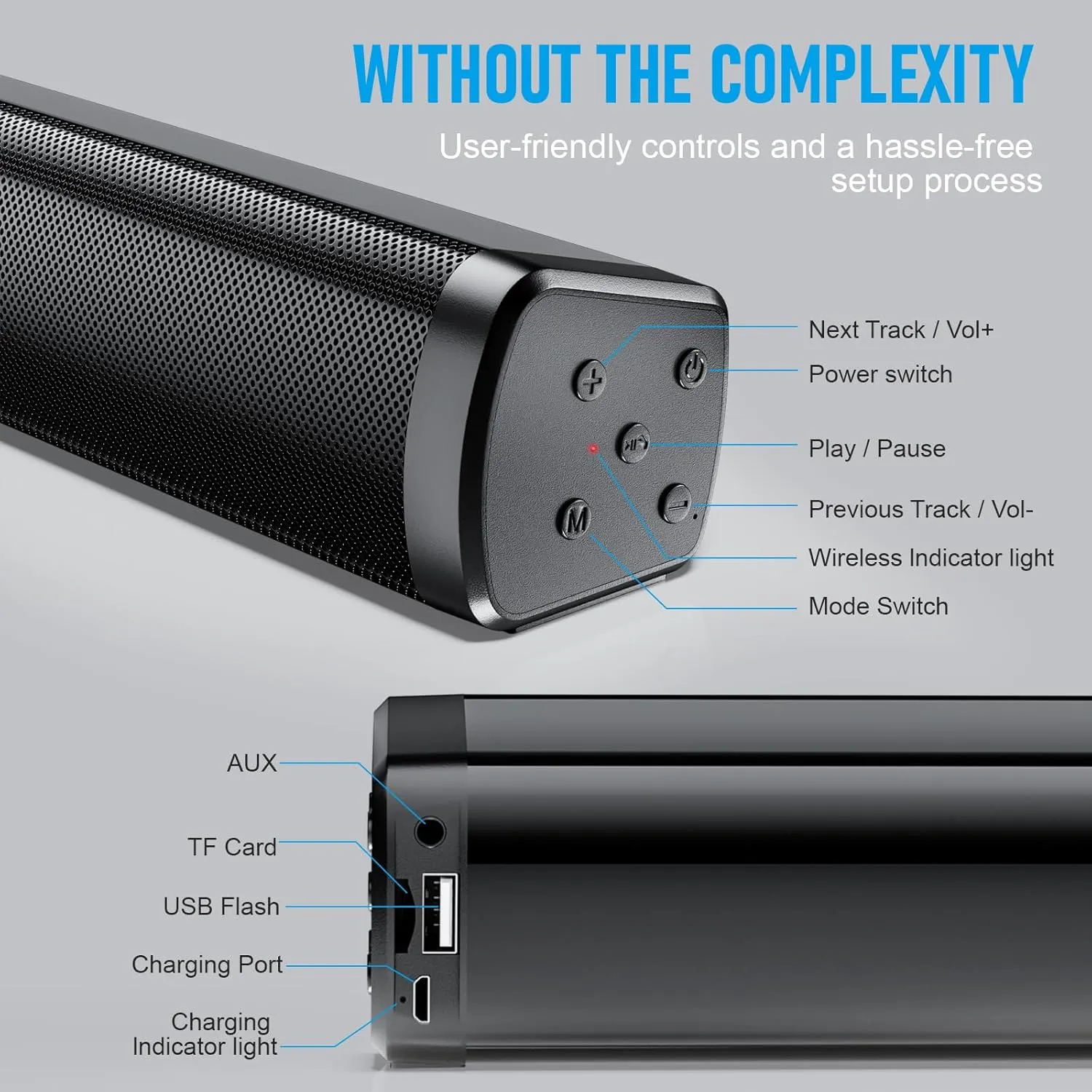 Dnil Portable Wireless Speaker Home Bluetooth Sound Bar Compatible with PC, Laptop, Smartphone - Image 6