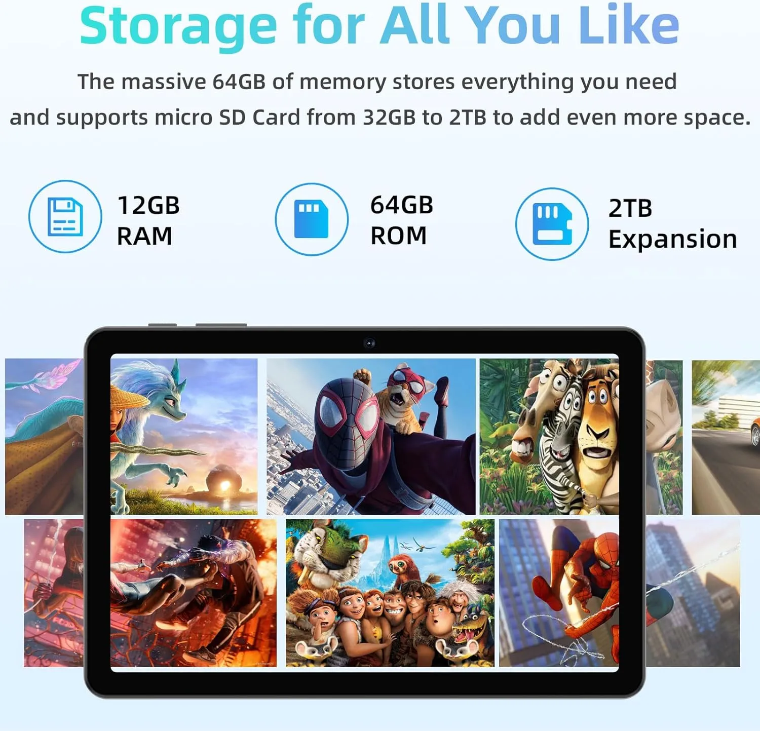 Android Tablet, 10 inch Android 15 Tablet with Octa-Core Processor, 12GB RAM 64GB ROM 2TB Expand, 1280x800 HD Touchscreen, GPS, WiFi 5, Dual Camera, BT5.0, 6000mAh, Widevine L1 (Black) - Image 4