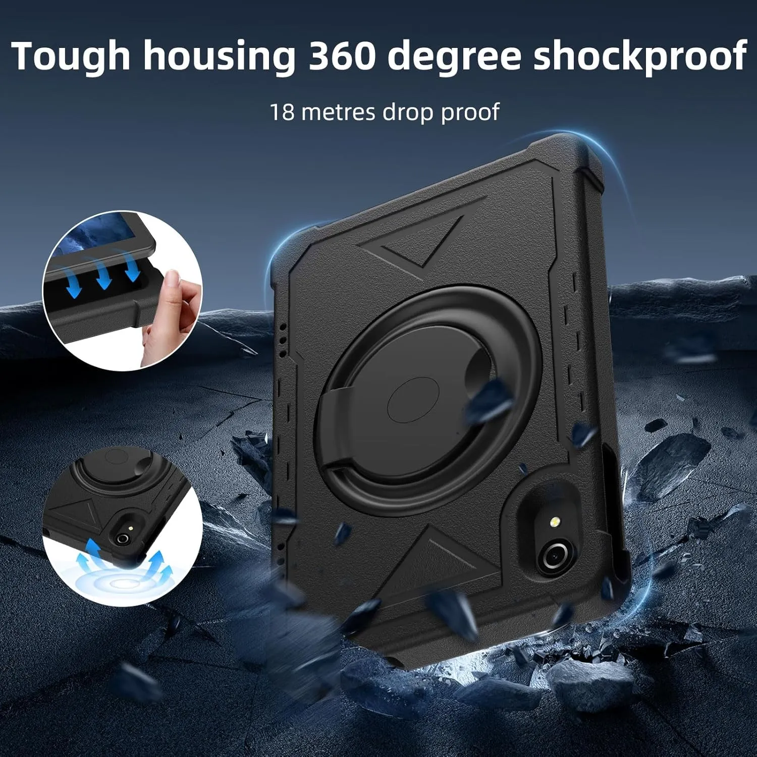 Tablet 10 Inch Android 14 Tablet, 16GB RAM 128GB ROM, 1TB Expansion, Octa-core, Large Capacity Battery, 5MP + 8MP Dual Camera, 5G/2.4G WiFi, Bluetooth 5.0, GPS, Drop-Proof Case - Black (Black) - Image 4