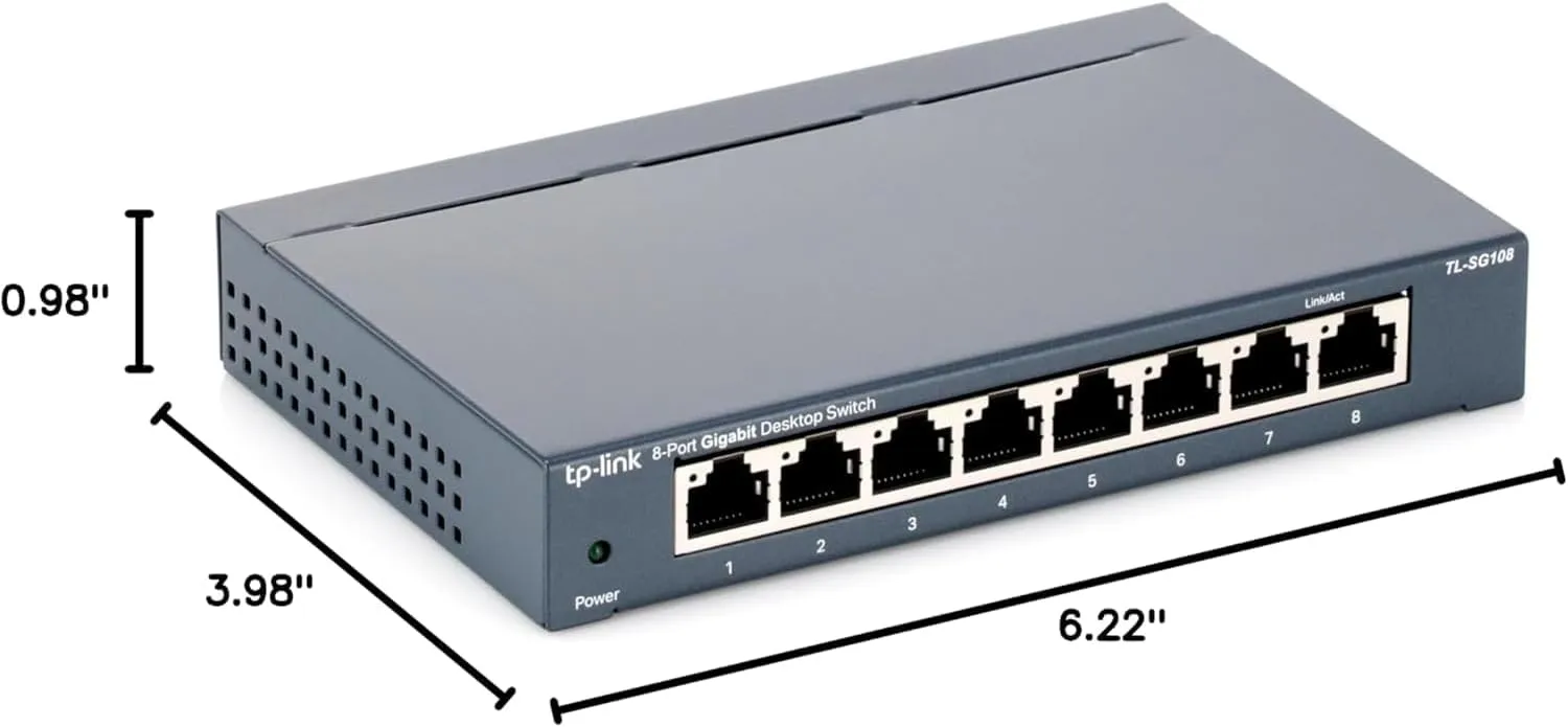 TP-Link TL-SG108 8 Port Gigabit Unmanaged Ethernet Network Switch, Ethernet Splitter Plug & Play Fanless Metal Design Shielded Ports Traffic Optimization - Image 4