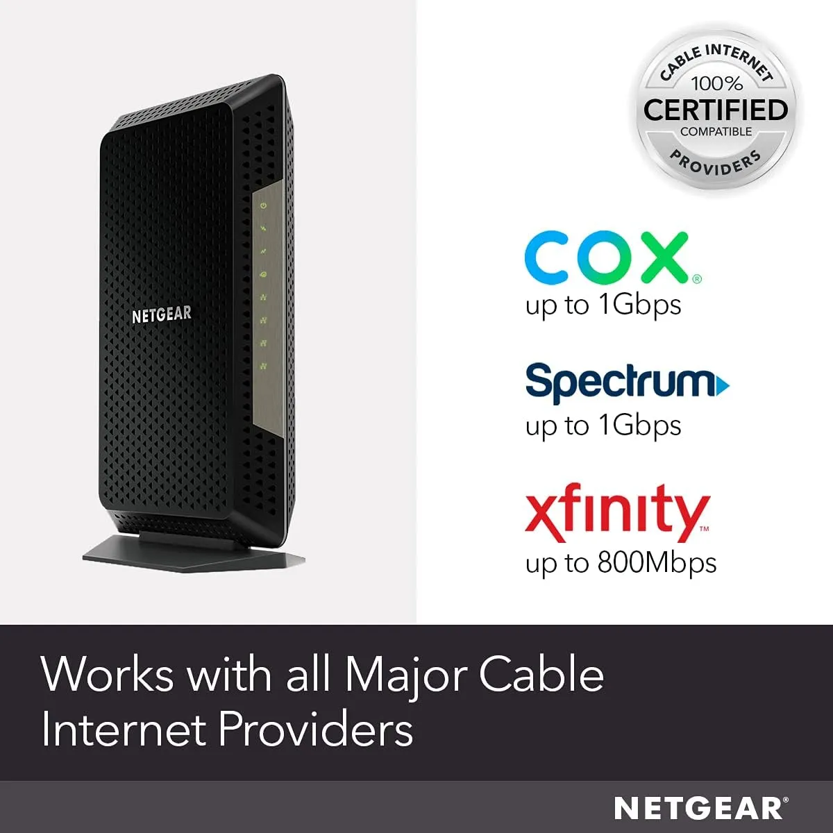 NETGEAR Nighthawk Cable Modem CM1200 - Compatible with all Cable Providers including Xfinity by Comcast, Spectrum, Cox | For Cable Plans Up to 2 Gigabits | 4 x 1G Ethernet ports | DOCSIS 3.1, Black - Image 4