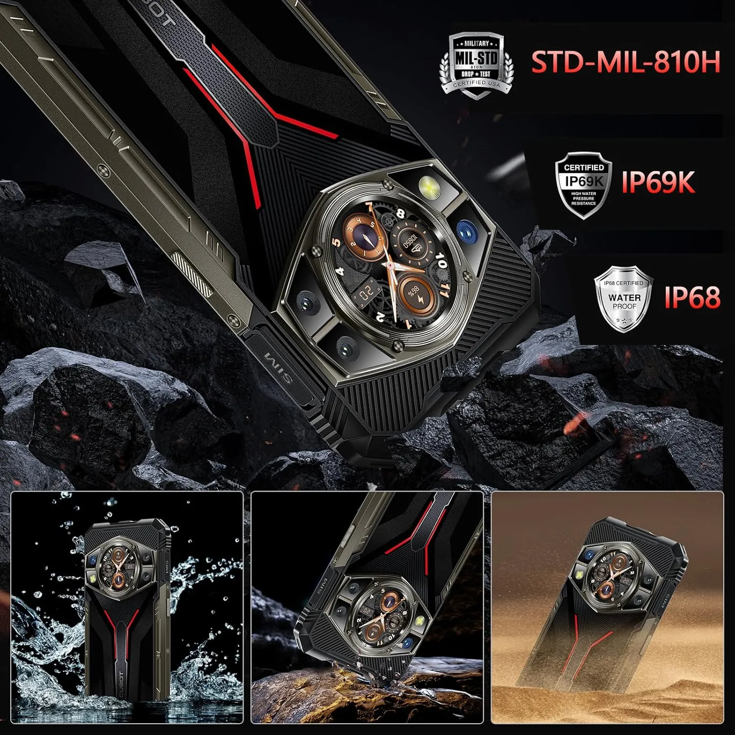 CUBOT KingKong AX 2024 Rugged Phone Unlocked-Android 14/ MTK G99/ 24GB RAM+256GB ROM Dual SIM Smartphone/ 6.58" &1.32" Dual Screen/100MP Rugged Smartphone/ IP68 IP69K Waterproof Cell Phone/33W/GPS/NFC - Image 8