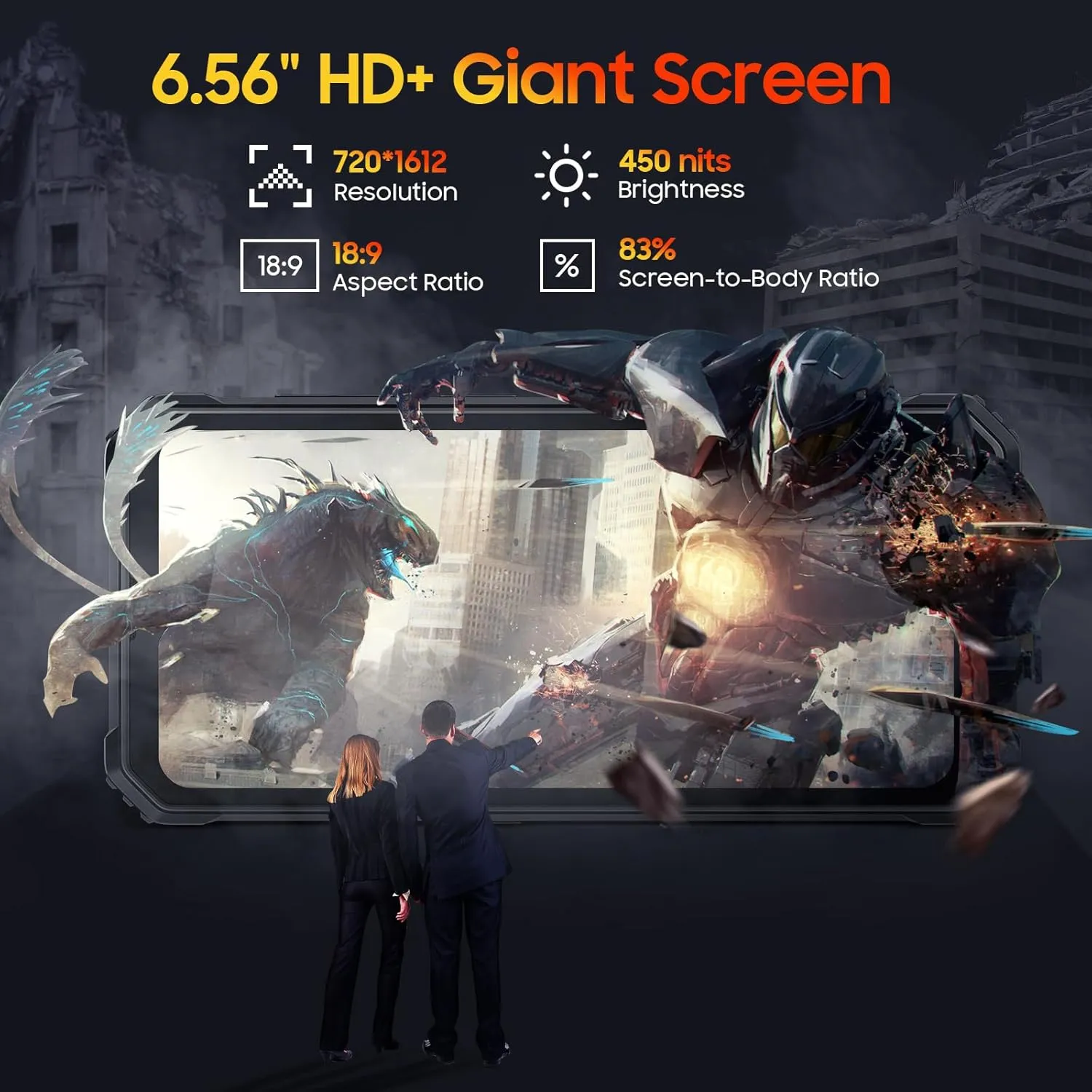 Blackview BV4800 Rugged Phone Unlocked, IP69K Waterproof Unlocked Smartphone, 4GB+32GB/SD 2TB, 6.56''HD+Display, 5180mAh Battery, 4G Dual SIM, 3 Card Slots, Glove Mode, Face ID, GPS,T-mobile Cellphone - Image 4