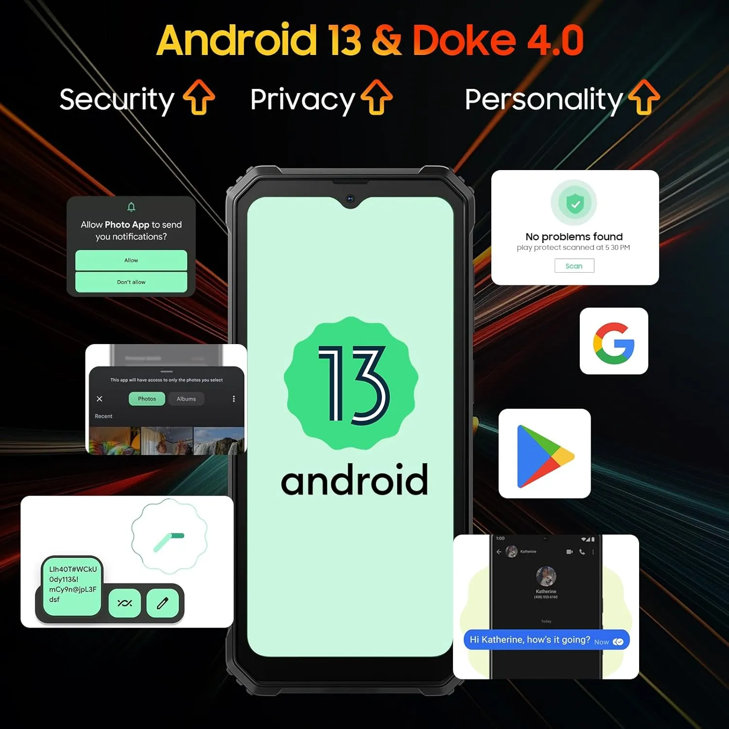 Blackview BV4800 Rugged Phone Unlocked, IP69K Waterproof Unlocked Smartphone, 4GB+32GB/SD 2TB, 6.56''HD+Display, 5180mAh Battery, 4G Dual SIM, 3 Card Slots, Glove Mode, Face ID, GPS,T-mobile Cellphone - Image 6