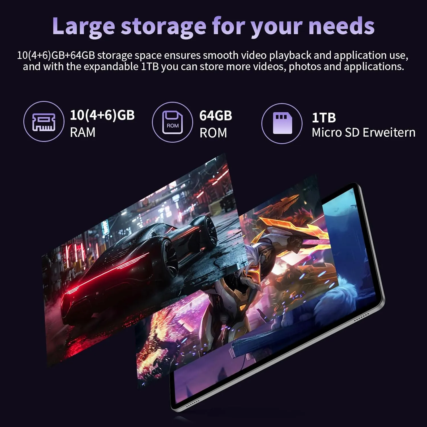 Android 14 Tablet 10.1 Inch, Octa-core, 10GB RAM 64GB ROM, 1TB Expansion, 800x1280 IPS HD Touchscreen, 6000mAh, 5MP + 8MP Dual Camera, 5G/2.4G WiFi, Bluetooth 5.0, GPS (Gray) - Image 5