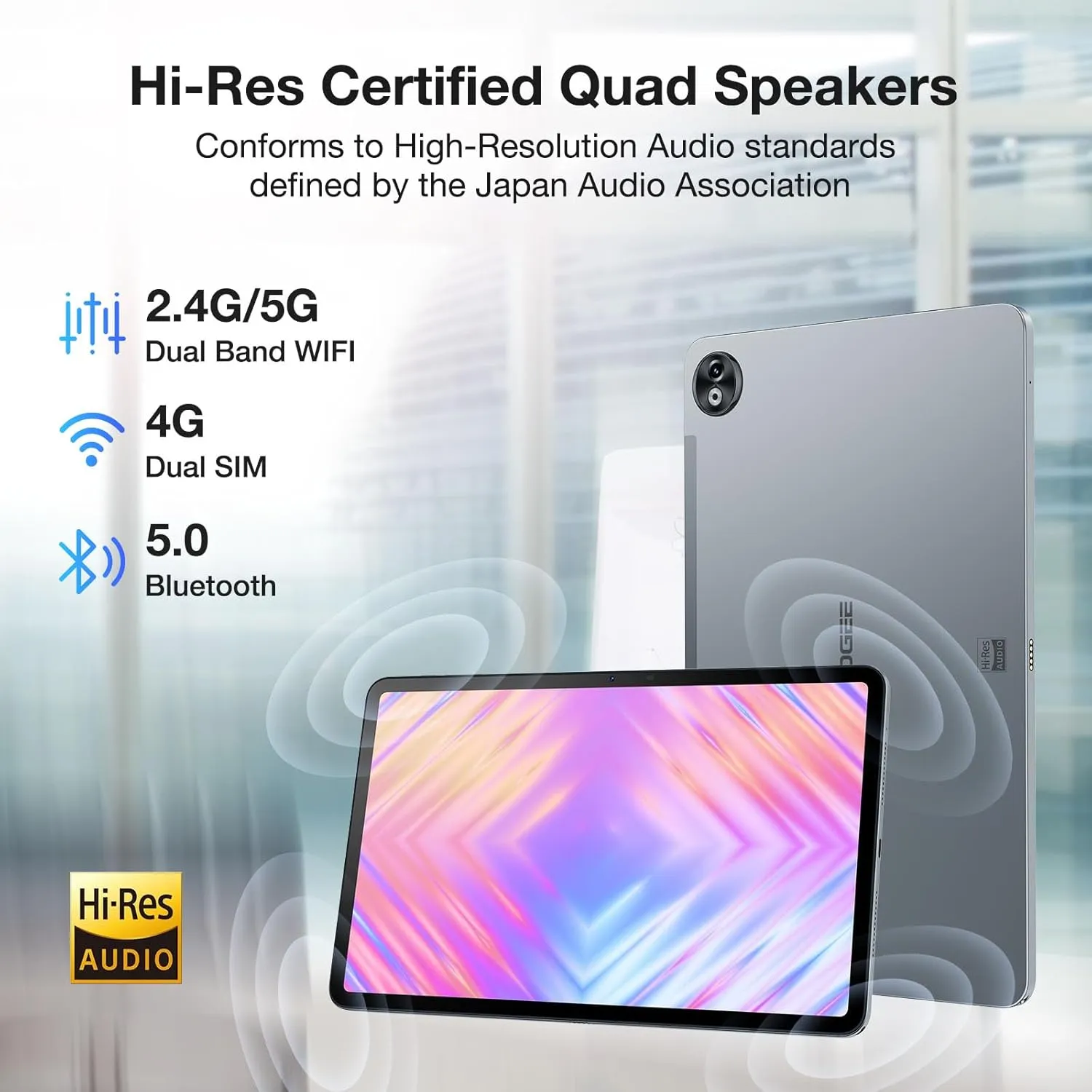 DOOGEE T20 Ultra Tablet 12 Inch, 10800mAh, 32GB+256GB ROM/2TB TF, Helio G99 Octa-Core Android Gaming Tablet, 2.4K Android Tablet, 16MP Camera, 4 Hi-Res Speakers, 5G WiFi/GMS/GPS/Widevine L1 - Black - Image 7