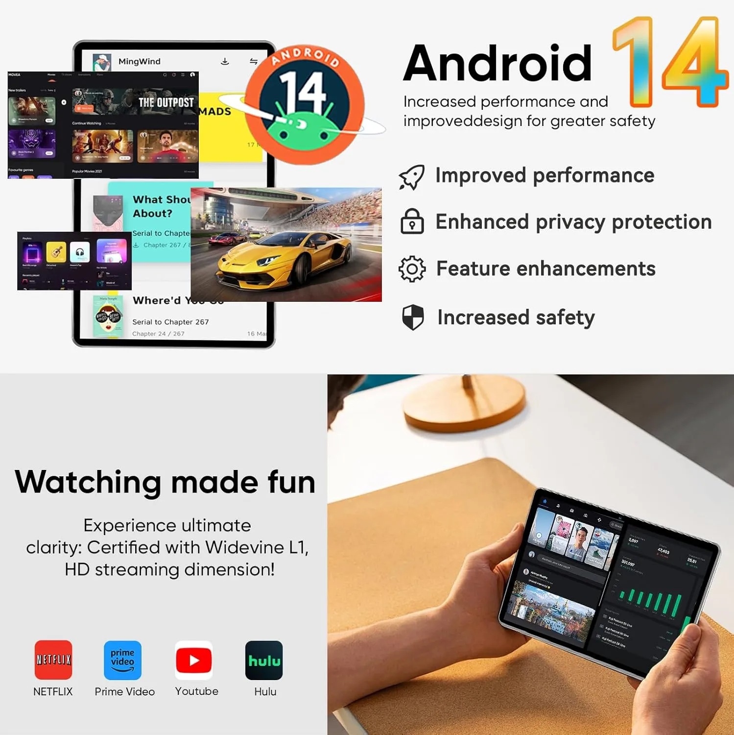 Tablet 10 inch, Android 14 Tablet with Keyboard, 6GB+64GB 1TB Expand, 2.4G/5G WiFi, 6000mAh Battery, BT 5.0, GMS Certified, 1280x800 IPS Touch Screen, Dual Camera, with Case, Mouse, Stylus (Gray) - Image 4