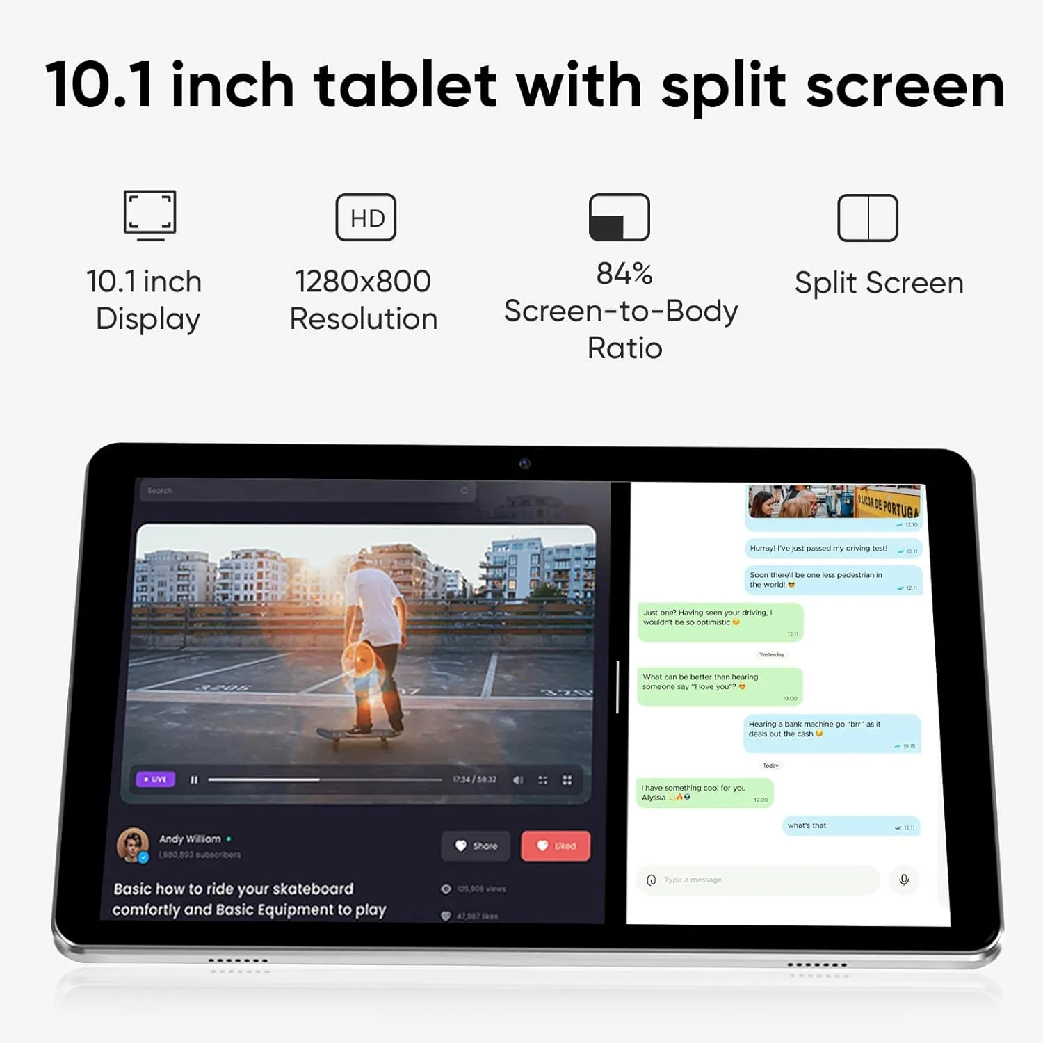Tablet 10 inch, Android 14 Tablet with Keyboard, 6GB+64GB 1TB Expand, 2.4G/5G WiFi, 6000mAh Battery, BT 5.0, GMS Certified, 1280x800 IPS Touch Screen, Dual Camera, with Case, Mouse, Stylus (Gray) - Image 7