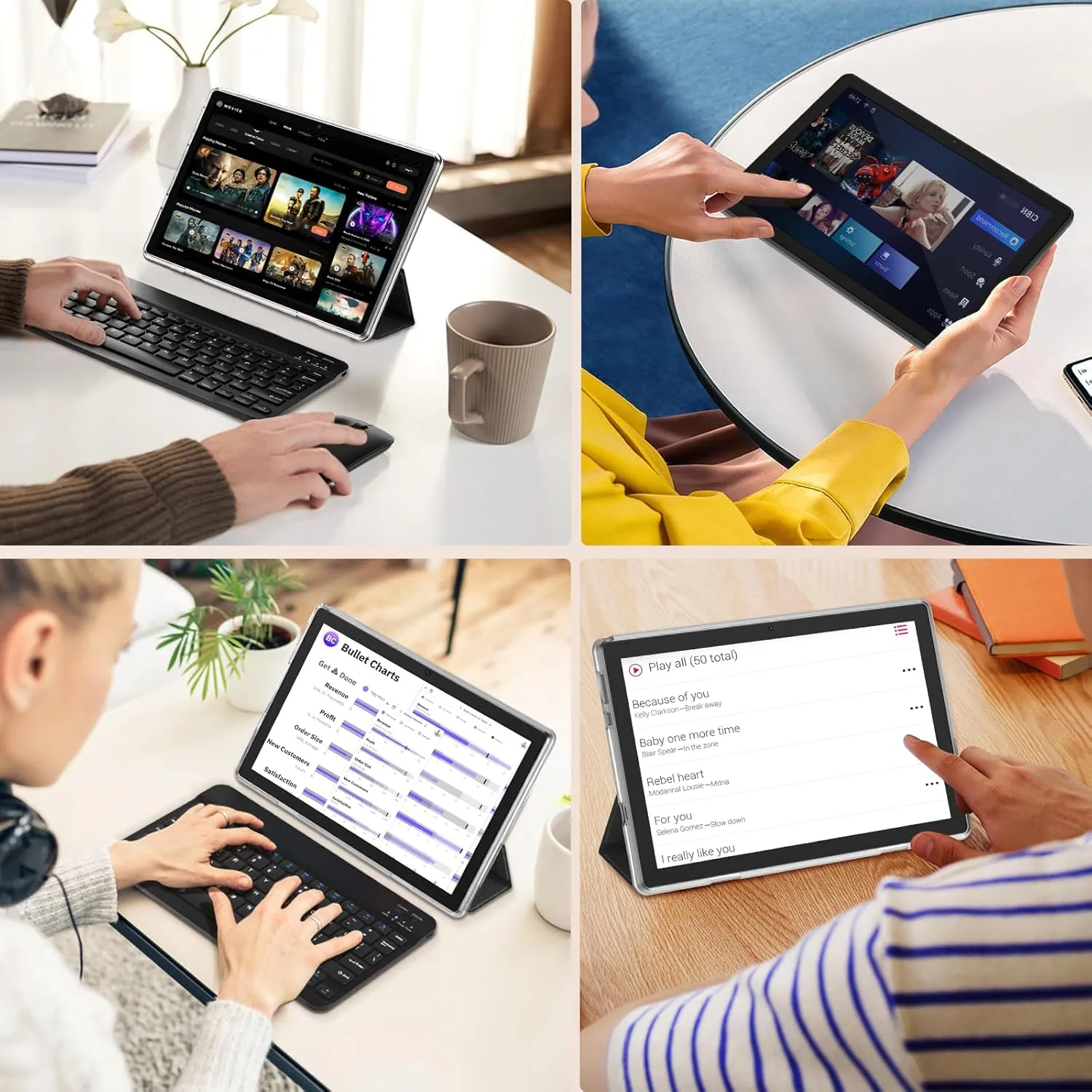 Tablet 10 inch, Android 14 Tablet with Keyboard, 6GB+64GB 1TB Expand, 2.4G/5G WiFi, 6000mAh Battery, BT 5.0, GMS Certified, 1280x800 IPS Touch Screen, Dual Camera, with Case, Mouse, Stylus (Gray) - Image 8