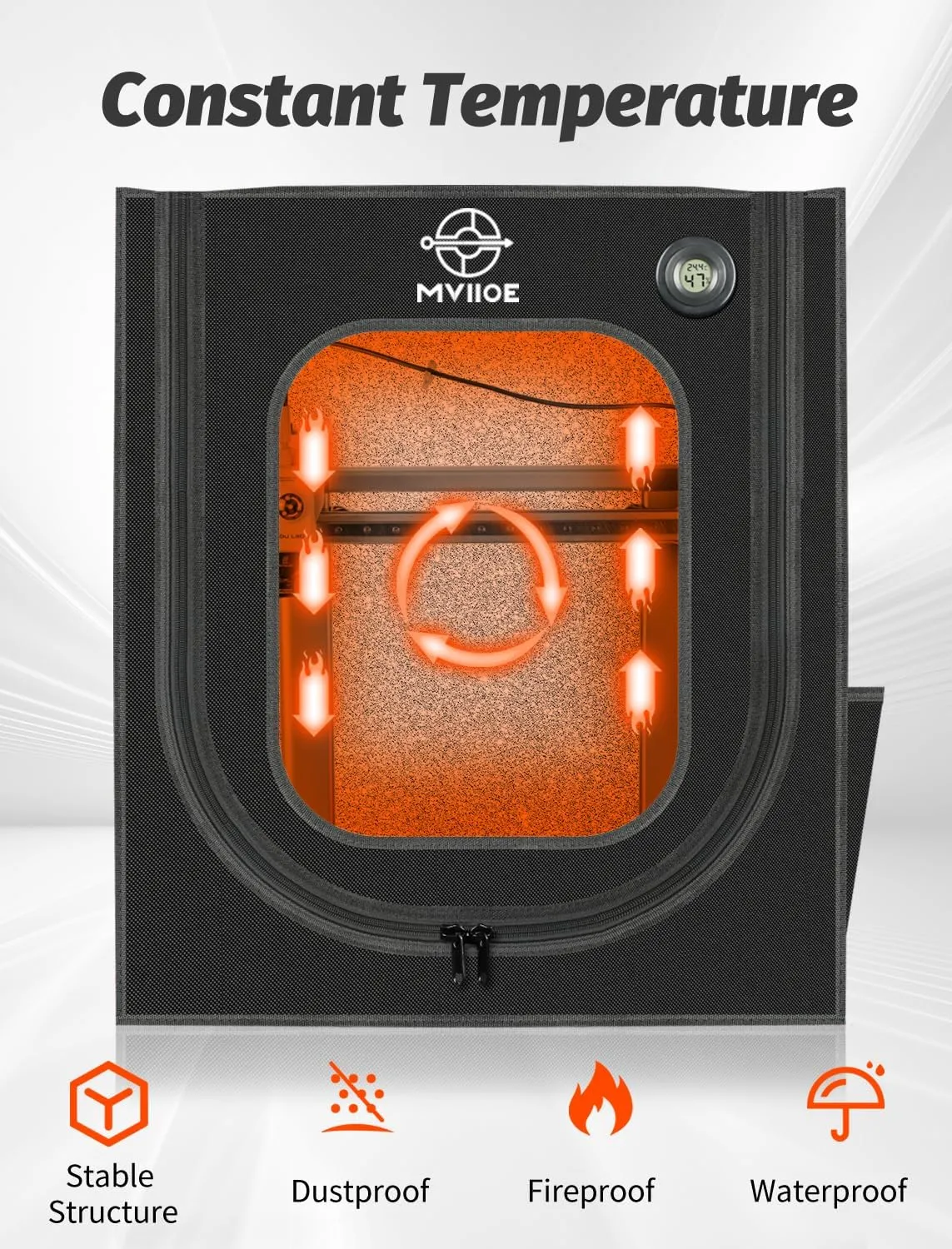 3D Printer Enclosure with LED Light for Bambu Lab A1/A1 Mini, Fireproof Waterproof Dustproof Tent Noise Reduction Constant Temperature Protective 3D Printer Cover, 680x600x560MM - Image 3