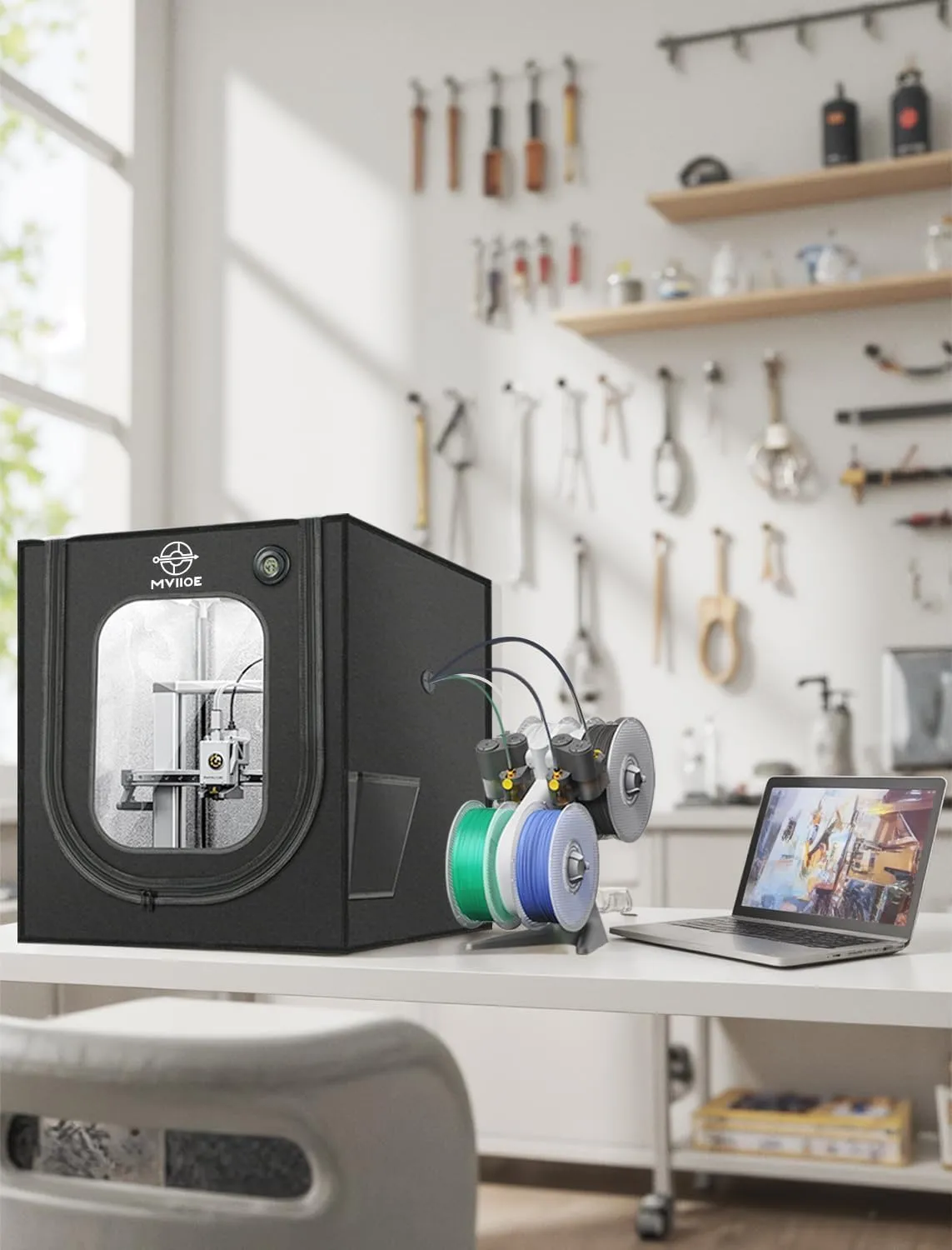 3D Printer Enclosure with LED Light for Bambu Lab A1/A1 Mini, Fireproof Waterproof Dustproof Tent Noise Reduction Constant Temperature Protective 3D Printer Cover, 680x600x560MM - Image 6