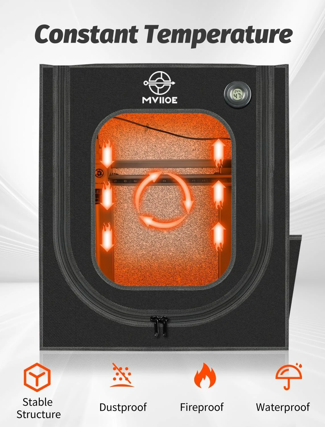 3D Printer Enclosure with LED Light for Bambu Lab A1/A1 Mini, Fireproof Waterproof Dustproof Tent Noise Reduction Constant Temperature Protective 3D Printer Cover, 680x600x560MM - Image 7