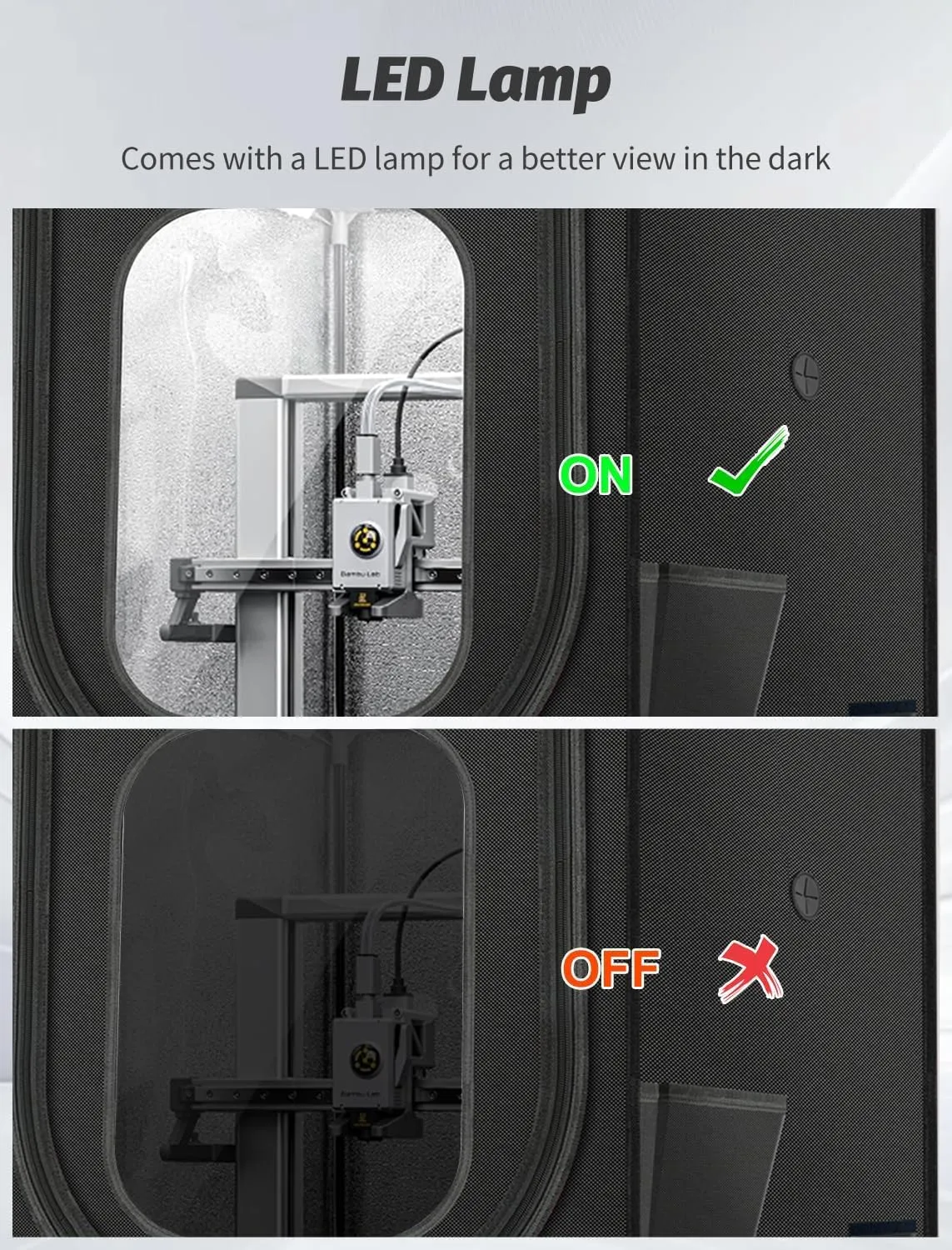 3D Printer Enclosure with LED Light for Bambu Lab A1/A1 Mini, Fireproof Waterproof Dustproof Tent Noise Reduction Constant Temperature Protective 3D Printer Cover, 680x600x560MM - Image 8