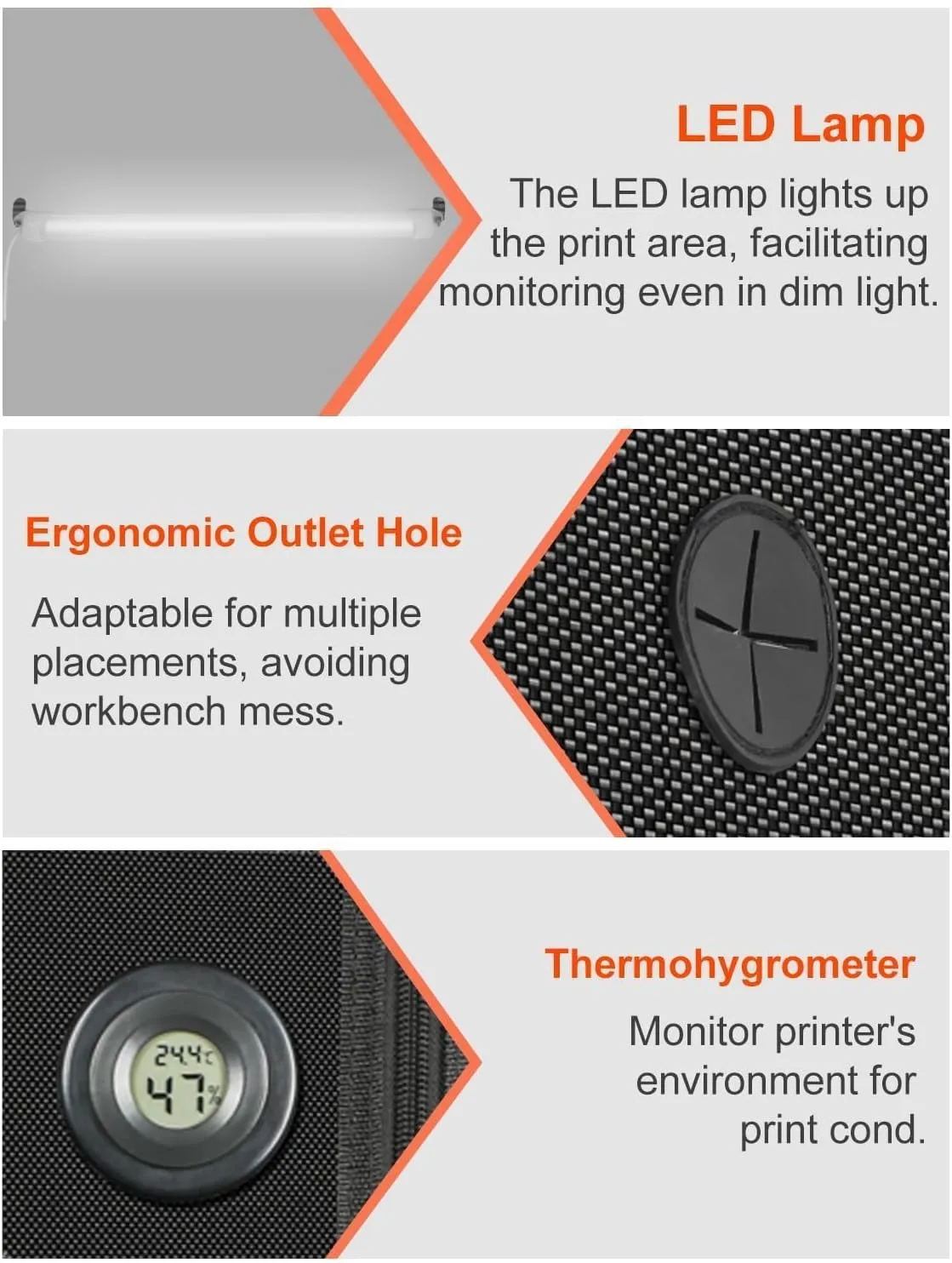 3D Printer Enclosure with LED Light for Bambu Lab A1/A1 Mini, Fireproof Waterproof Dustproof Tent Noise Reduction Constant Temperature Protective 3D Printer Cover, 680x600x560MM - Image 10