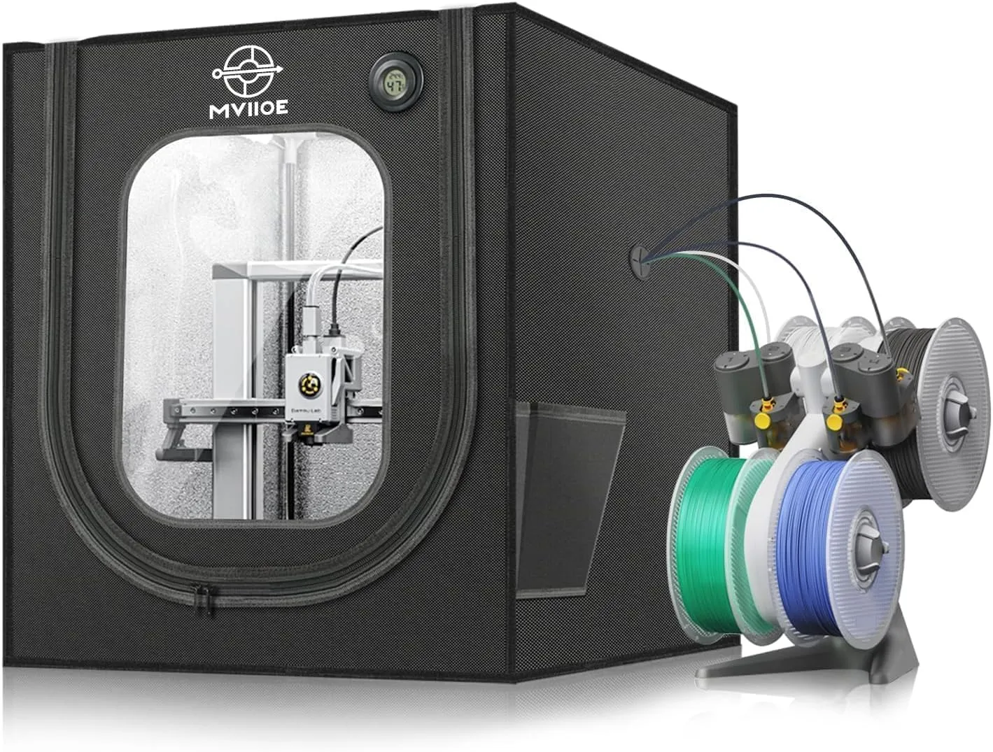 3D Printer Enclosure with LED Light for Bambu Lab A1/A1 Mini, Fireproof Waterproof Dustproof Tent Noise Reduction Constant Temperature Protective 3D Printer Cover, 680x600x560MM - Image 2