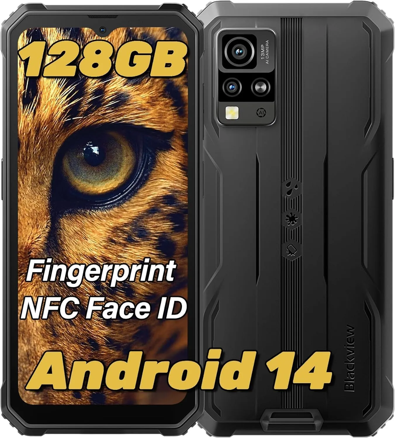 Blackview BV4800 Pro Rugged Phone,Android 14 Phone 8GB+128GB 2TB Expand, 6.56" 5180mAh Smartphone, 4G T-Mobile Dual SIM Rugged Smartphone Unlocked, Cellphone IP69K Waterproof, 3 Card Slots/Face ID - Image 2