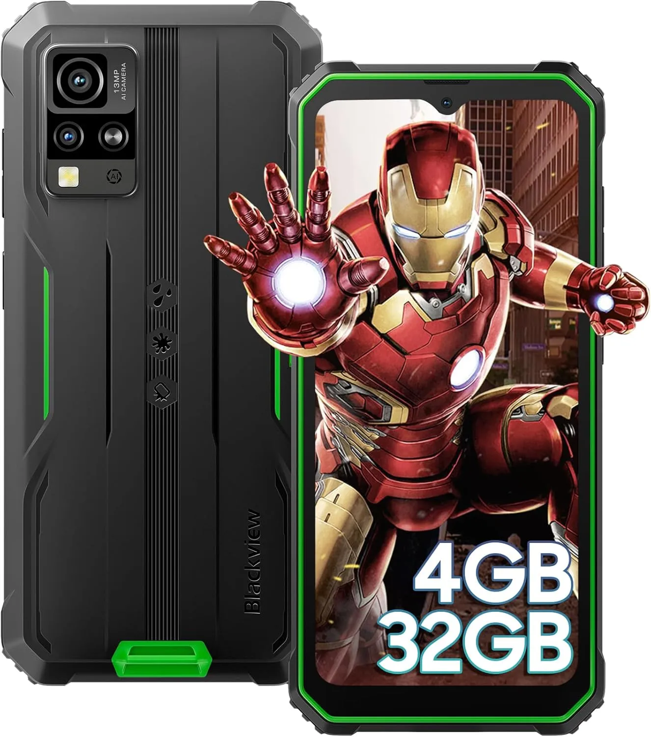 Blackview BV4800 Rugged Phone Unlocked, IP69K Waterproof Unlocked Smartphone, 4GB+32GB/SD 2TB, 6.56''HD+Display, 5180mAh Battery, 4G Dual SIM, 3 Card Slots, Glove Mode, Face ID, GPS,T-mobile Cellphone - Image 2