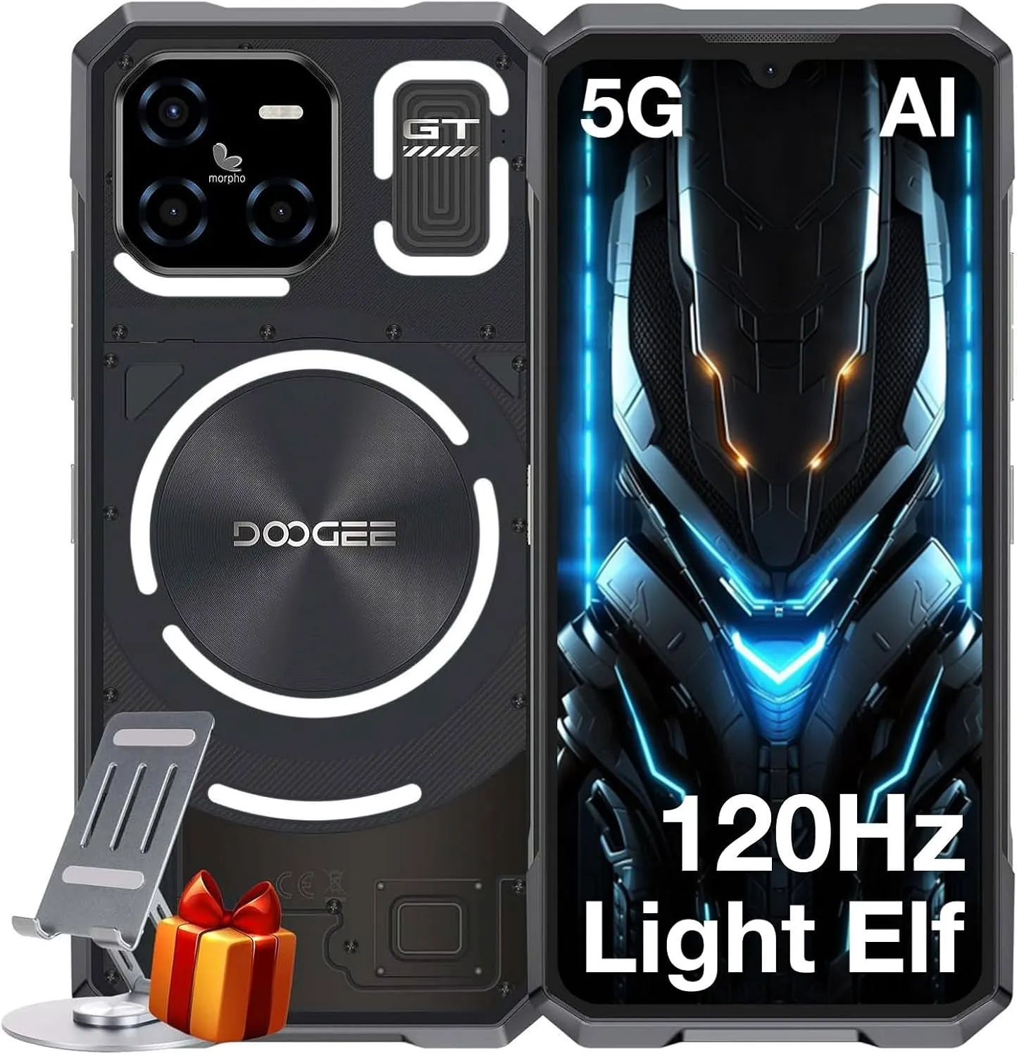 DOOGEE Blade GT AI 5G Rugged Phone Unlocked,LED Light Effect,6nm D7050 CPU,32GB+256GB/2TB,10.5mm Ultra-Thin Android 14 Rugged Smartphone,6.72" FHD+120Hz,48MP,5500mAh+18W,NFC/Face ID/Fingerprint/WiFi6 - Image 2