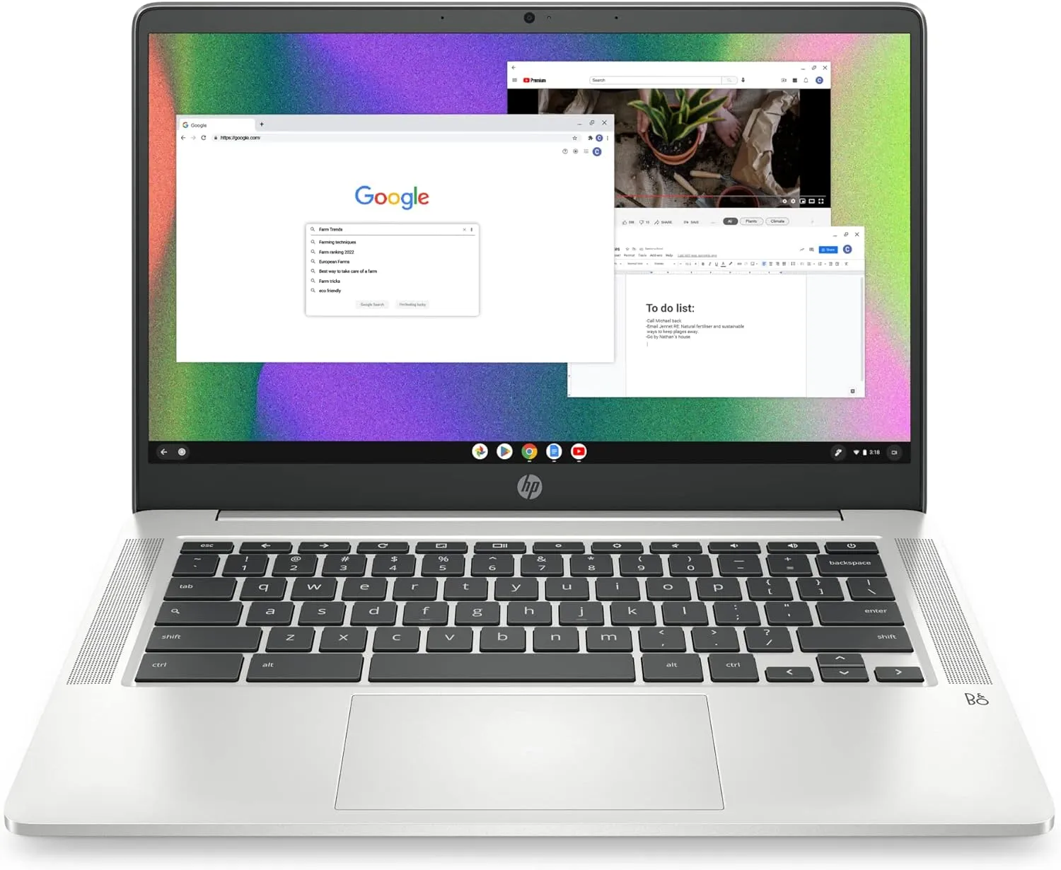 HP Chromebook 14 Laptop, Intel Celeron N4120, 4 GB RAM, 64 GB eMMC, 14" HD Display, Chrome OS, Thin Design, 4K Graphics, Long Battery Life, Ash Gray Keyboard (14a-na0226nr, 2022, Mineral Silver) - Image 2