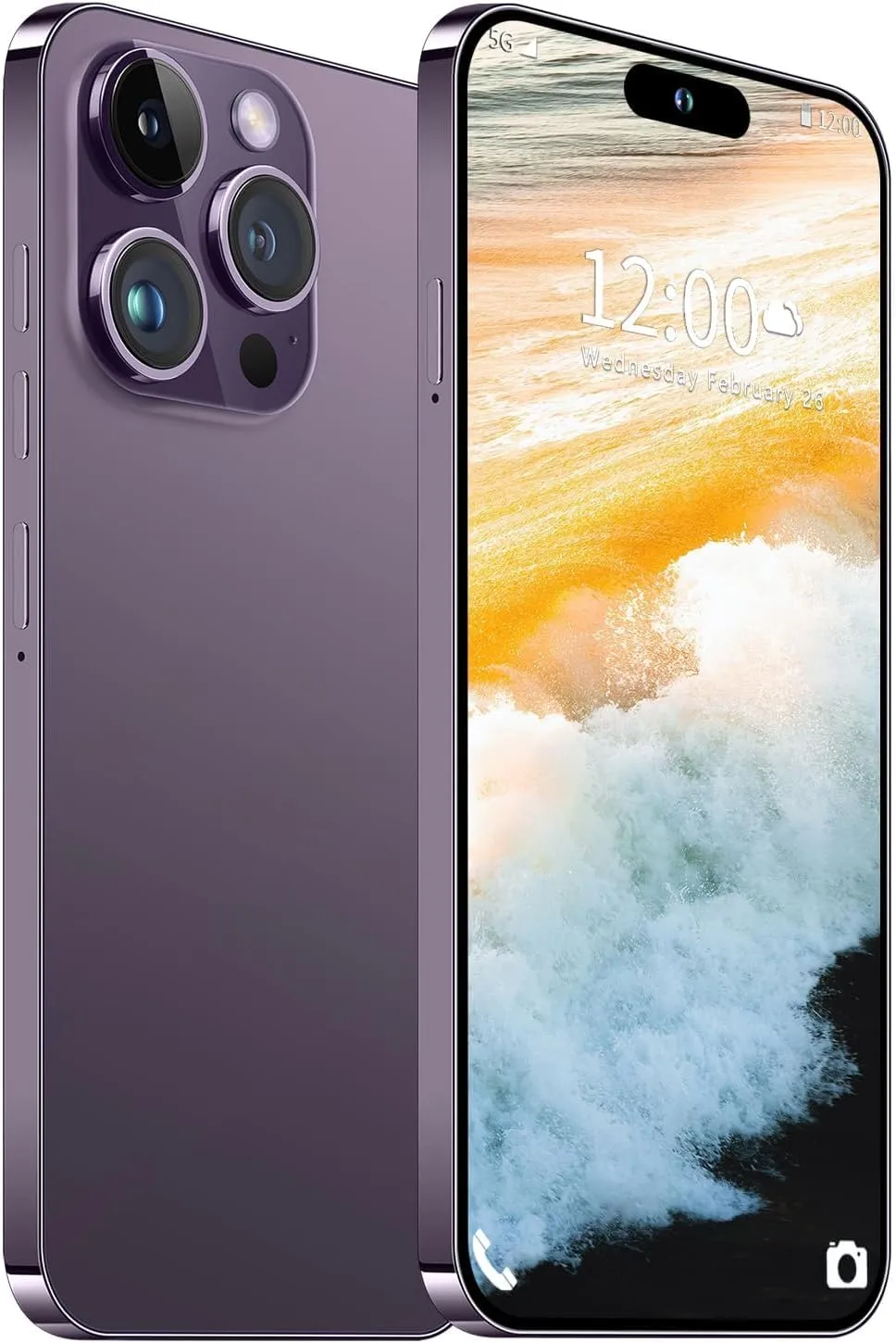 Huness I15 Pro MAX Smartphone Unlocked Cell Phone,Battery 6800mAh 6.8 HD Screen Unlocked Phone,6+256GB Android 13 with 128GB Memory Card,Dual SIM/5G/Fingerprint Lock/Face ID (Black) - Image 2