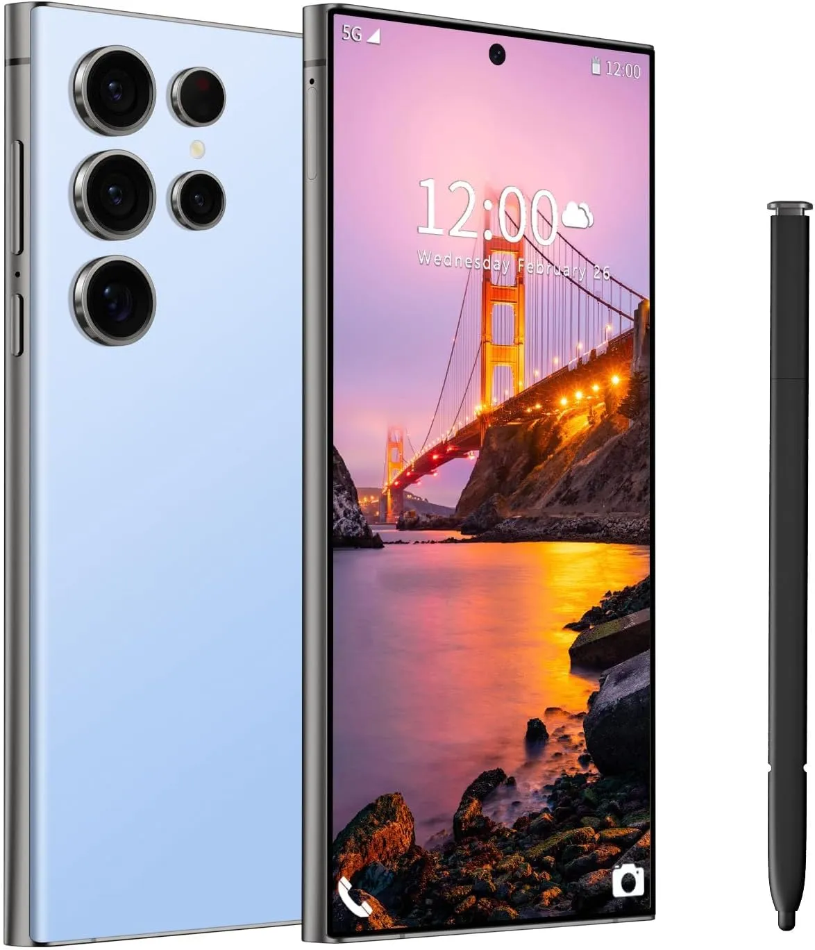 Huness I24 Ultra Unlocked Phone,Built in Pen The Phone,Smartphone Battery 6800mAh 6.8" HD Screen,Android 13.0 6+256GB with 128GB Memory Card Cell Phone,5G/Face ID/Fingerprint Lock/GPS (Blue, 6+256) - Image 2