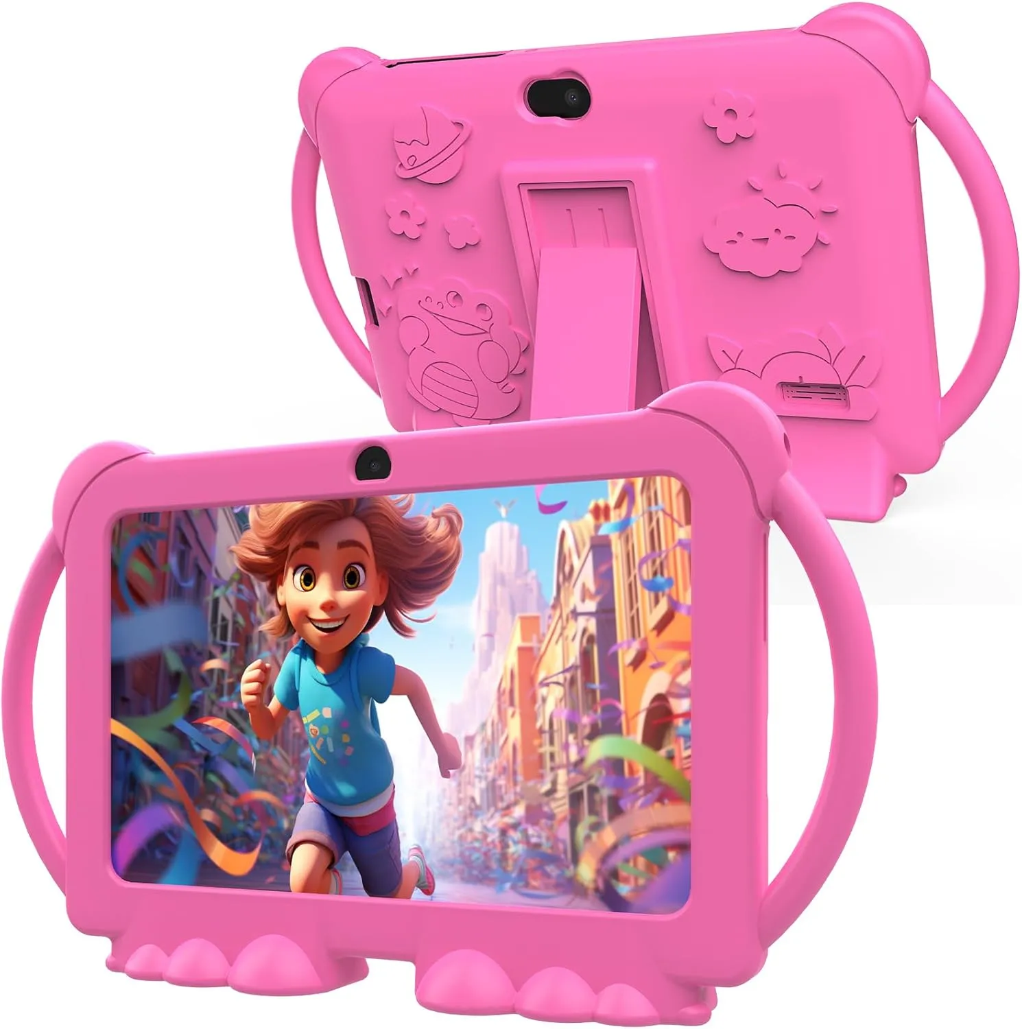 Kids Tablet 7 inch Android 12.0 for Toddler, 4GB RAM 32GB ROM Bluetooth IPS Screen Parental Control Dual Camera Shockproof Case for Educational Games, (1PCS, Rose Red) - Image 2