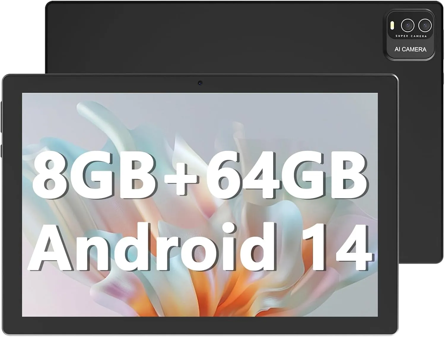 Tablet 10 inch Android 14 Tablets, 8GB RAM + 64GB ROM (Expand to 1TB), Quad Core Processor Tablets, 5G WiFi 6, BT5.0, 1280x800 IPS Touch Screen, 6000mAh Battery, 8MP Dual Camera, GMS Certified Tablet - Image 2