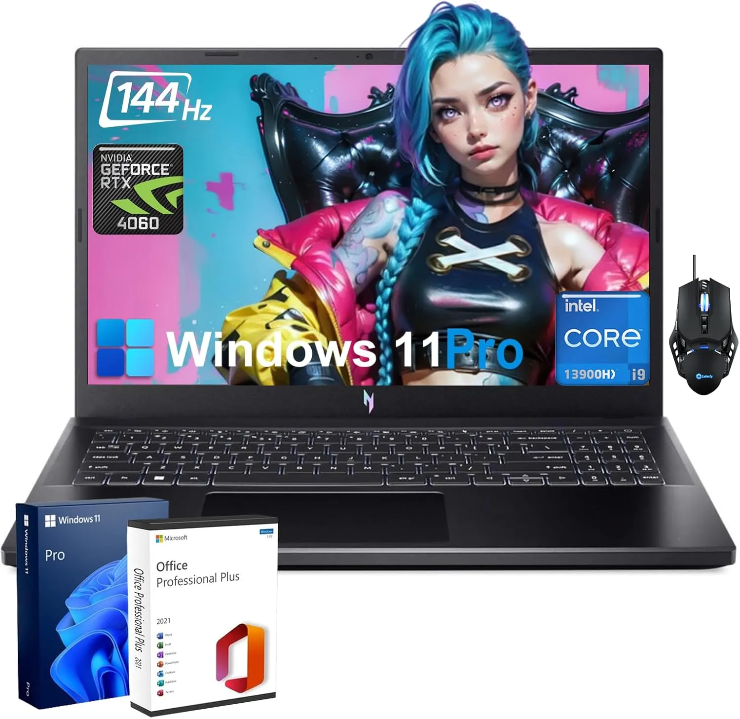 acer Nitro V Gaming Laptop - Intel i9-13900H CPU | NVIDIA GeForce RTX 4060 GPU| 15.6" FHD 144Hz Display | 64GB DDR5 | 2TB SSD | WiFi 6 | Backlit KB | Win11 Pro, with Accessories - Image 2