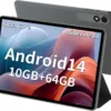 10.1'' Android 14 Tablet, Black, 10GB RAM+64GB ROM, Widevine L1, HD IPS Display, 6000mAh Battery, Dual-Band Wi-Fi, Bluetooth 5.0, 1TB Expandable Storage