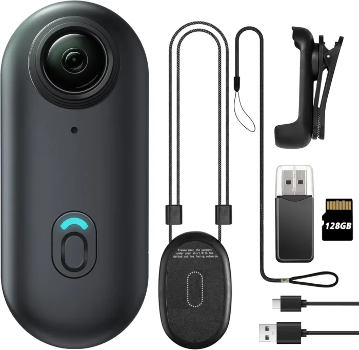 128GB FHD 1080P Mini Body Camera, Wearable Action Body Cam, Thumb Size Hands Free Recording Body Worn Camera, Premium Portable Camcorder Mount Anywhere for Work, Travel, Pet Walking (Black)