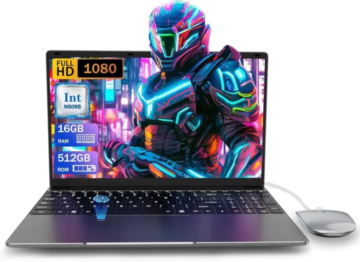 15.6 inch Laptop Computer,16GB RAM LPDDR4 512GB SDD Portable Laptop Computer Cerelon N5095 Processor FHD 1920 * 1080 Laptop PC with Touch ID, WiFi5, BT4.2, USB 3.0