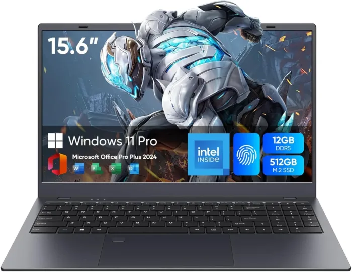 15.6 inch Win11 Laptop Computer, 1920x1080 IPS Screen, 12GB DDR5 RAM / 512GB SSD, N95(Beats N5095) Processor Notebook PC, Support Fingerprint, WiFi 5, BT, Full Size Keyboard