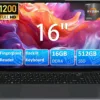 16 Inch Laptop Computer for Business Student,AMD Ryzen3 3250U(Up to 3.5GHz,Beats N95),1920×1200 FHD IPS Display,16GB RAM 512GB SSD,1MP Webcam,WiFi,HDMI,USB,Type-C,Backlit Keyboard,Fingerprint,Numpad
