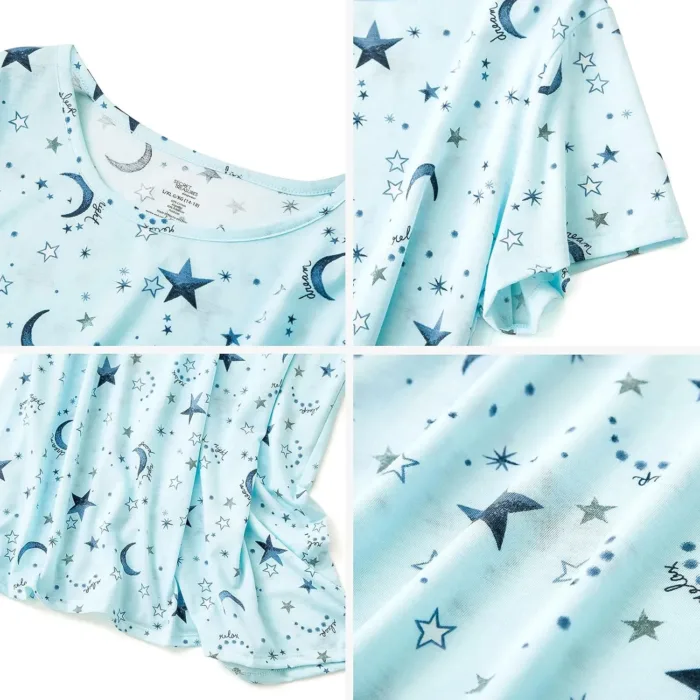 American Trends Nightgowns for Women Cotton Night Shirts Short Sleeve Night Gown Dress Casual Pajamas Soft Sleepwear