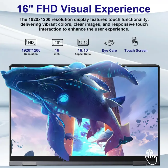 jumper 16 inch Convertible Laptop, 2 in 1 Laptop Computer with FHD 360 Degree Touchscreen, 16GB RAM 640GB Storage, Backlit Keyboard, Fingerprint Reader, 53.2WH, WiFi 6, 1 Year Office 365 - Image 3