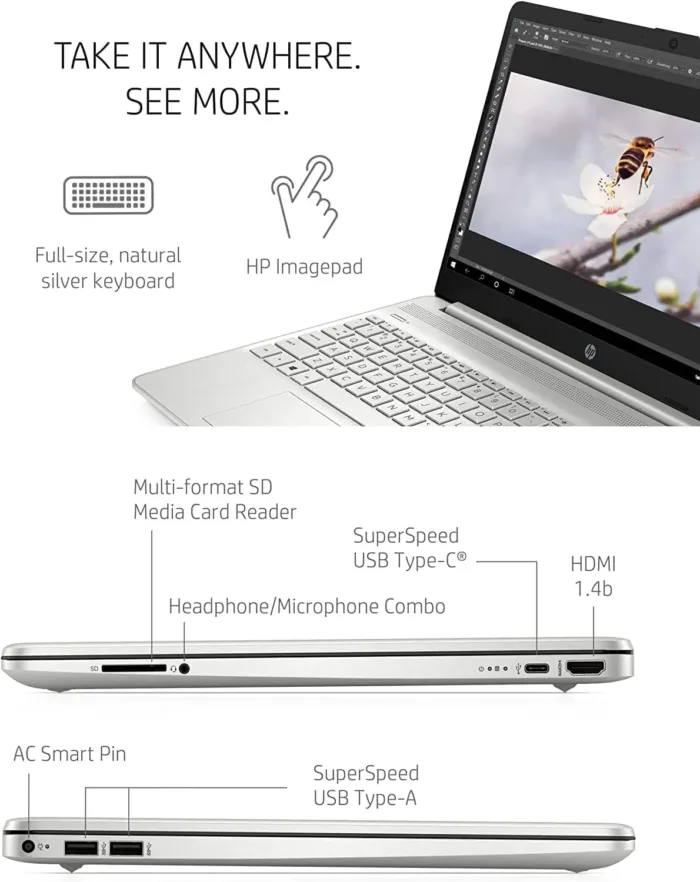 HP 15.6" Laptop, Intel Core i5-1135G7 Processor, Intel Iris Xe Graphics, 15.6" FHD Anti-Glare Display, Online Meeting Ready, HDMI, Wi-Fi and Bluetooth, Windows 11 Home(16GB RAM | 1TB SSD) - Image 3