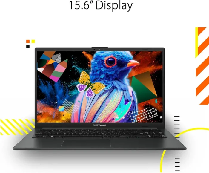 ASUS Vivobook Go 15.6” FHD Slim Laptop, AMD Ryzen 3 7320U Quad Core Processor, 8GB DDR5 RAM, 256GB SSD, Windows 11 Home, Fast Charging, Webcam Sheild, Military Grade Durability, Black, E1504FA-AB34