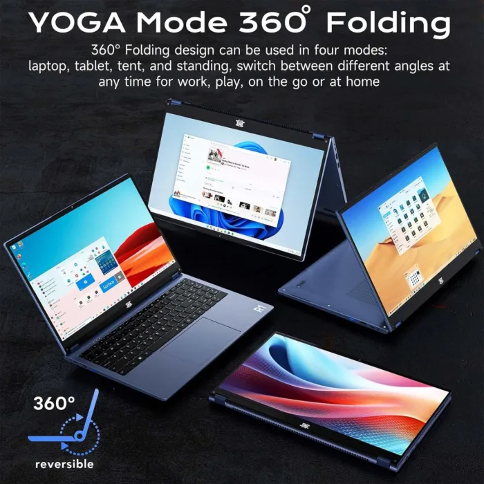 2 in 1 Laptop Convertible 15.6 Inch (16GB RAM, 1TB SSD), i3-1215U 6-Core Processor(Up to 4.4Ghz), FHD IPS Touch Screen Laptop Computer 360°, Bluetooth, WiFi 2.4G+5G, Webcam, USB 3.0, Type C
