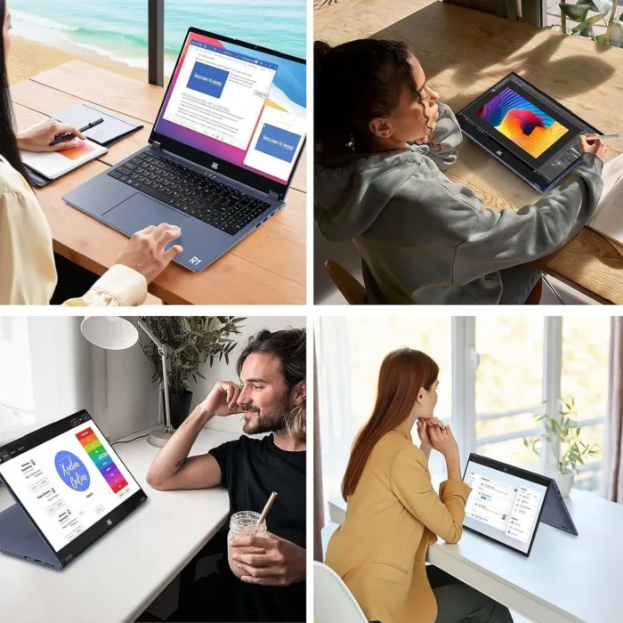 2 in 1 Laptop Convertible 15.6 Inch (16GB RAM, 1TB SSD), i3-1215U 6-Core Processor(Up to 4.4Ghz), FHD IPS Touch Screen Laptop Computer 360°, Bluetooth, WiFi 2.4G+5G, Webcam, USB 3.0, Type C