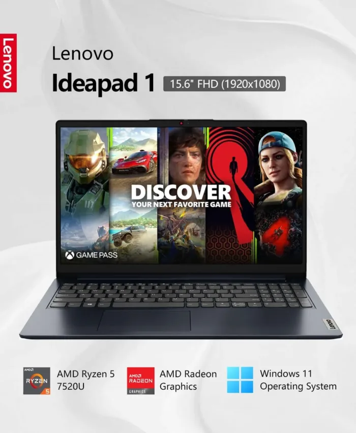 Lenovo Ideapad 1 Laptop, 15.6" FHD (1920x1080) IPS 300nits Anti-Glare Display, Touch, Ryzen 5 7520U, 8GB RAM, 256GB Storage, AMD Radeon Graphics, HDMI, Windows 11, HDMI, Abyss Blue - Image 3