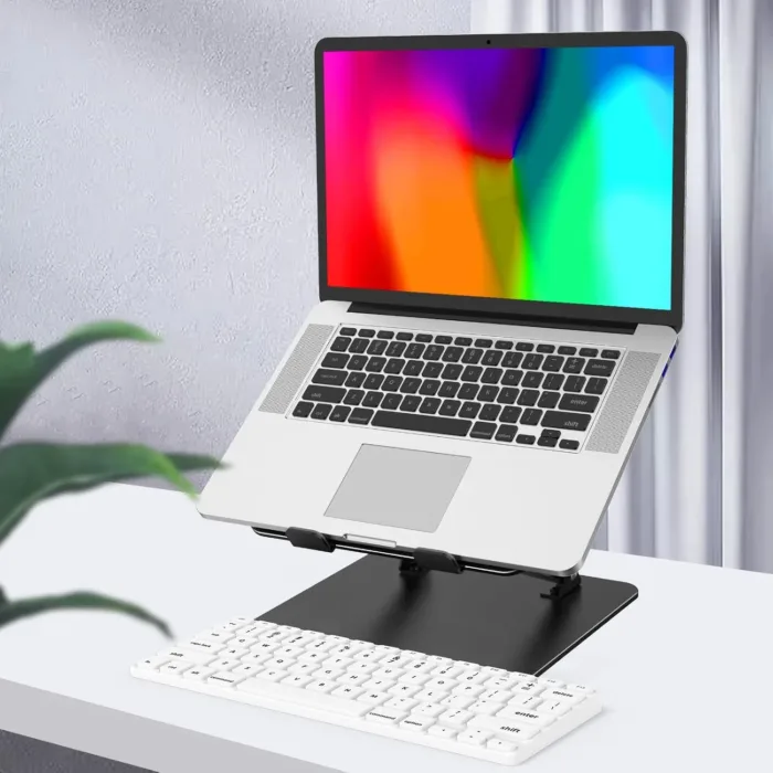 Adjustable Laptop Stand for Desk, Metal Foldable Laptop Riser, Portable Laptop Holder Mount, Ventilated Cooling Computer Notebook Stand Compatible with 10-15.6” Laptops