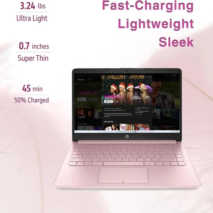 HP New 14" HD Ultra Light Thin Laptop, Quad-Core Intel Celeron Processor, 4GB RAM, 128GB (64GB eMMC+ 64GB Card), Wi-Fi, Upto 11 Hours, Windows 11 S + 1 Year Office 365+HubxcelAccessory, Pink - Image 10