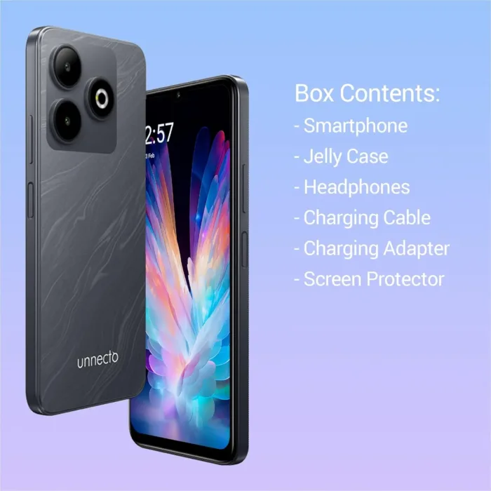 Bolt 10 | Dual SIM | Unlocked Smartphone | Android 14 | 2 Day Battery | NFC | 6.56” HD+ Display | 4GB + 8GB VRAM | 128GB Storage | 16MP Dual Camera | Fingerprint | Charcoal