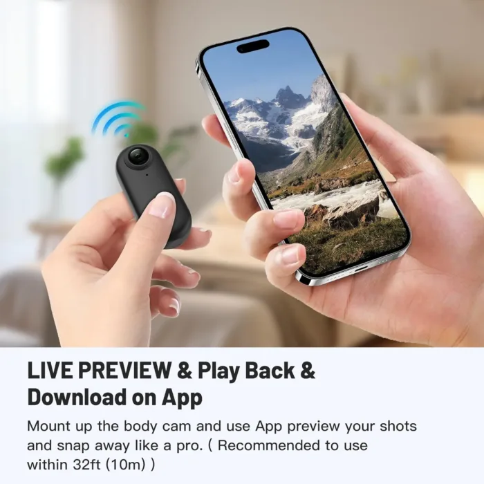 128GB FHD 1080P Mini Body Camera, Wearable Action Body Cam, Thumb Size Hands Free Recording Body Worn Camera, Premium Portable Camcorder Mount Anywhere for Work, Travel, Pet Walking (Black)