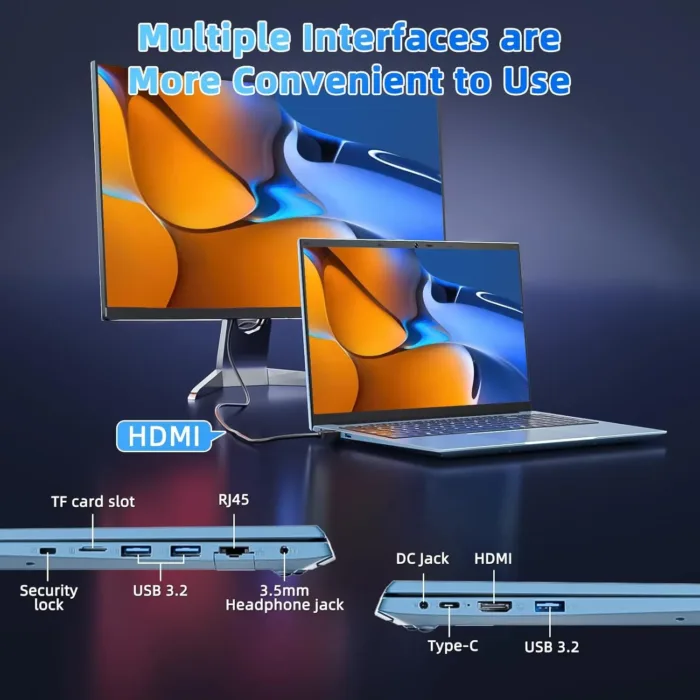 15.6 Inch Laptops, Windows 11 Laptop Computers with 36GB RAM 128GB EMMC+2048GB SSD, Celeron N5095 Quad-Core, 1 Year Office 365, 180° Viewing, WiFi 6, USB 3.2 * 3, HDMI, Type-C, 7000mAh